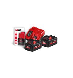 Batteripakke 18V 5,5Ah 2 stk + Lader Milwaukee M18 HNRG-552