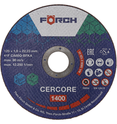 Kappeskive CERCORE 1400 stål/inox 125 x 1,0mm
