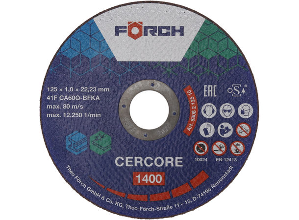 Kappeskive CERCORE 1400 stål/inox 125 x 1,0mm 
