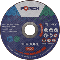 Kappeskive CERCORE 1400 stål/inox 125 x 1,0mm