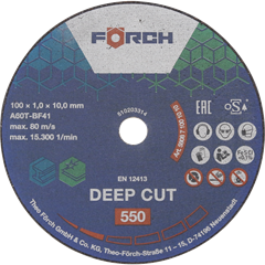 Kappeskive Deep Cut 550 100 x 1,0 x 10 mm