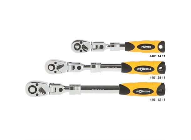 Skralle m/ledd og teleskop Förch 3/8" 4-kt  290/325/360mm 